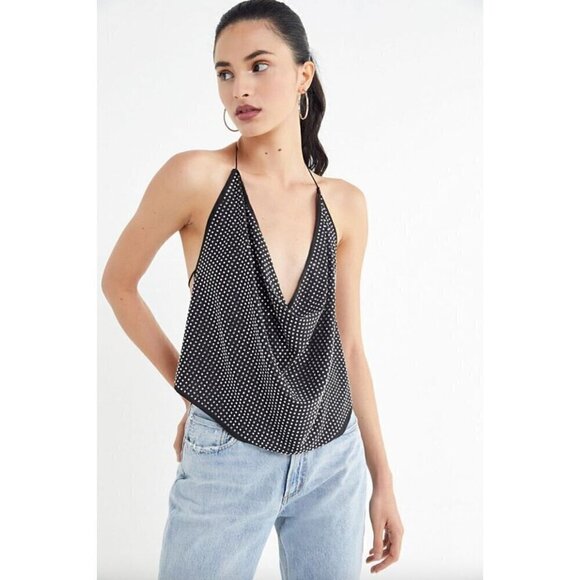 For Love & Lemons After Dark Halter Top Black Womens One Size - Picture 12 of 14